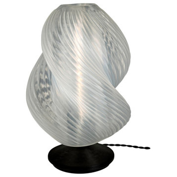 13.5" Mid-Century Coastal Plant-Based PLA 3D Printed Dimmable LED Table Lamp, Gray