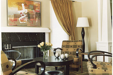 Trendy living room photo in Boston