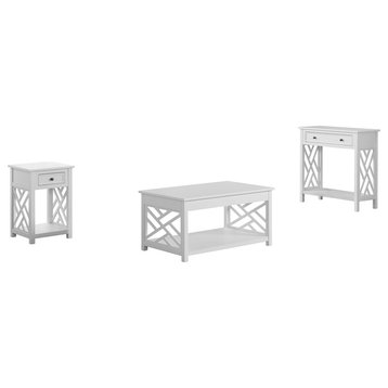 Coventry 36" Coffee Table, End Table and Sofa Table, Set of 3, White