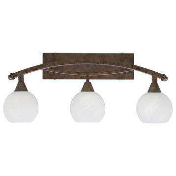 Bow 3 Light Bath Bar In Bronze Finish With 5.75" White Marble Glass