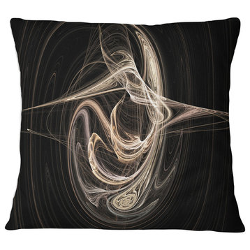 White Abstract Fractal Design in Black Abstract Throw Pillow, 18"x18"