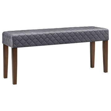 510 Design Cheshire Diamond Quilted Upholstered Accent Bench, Grey