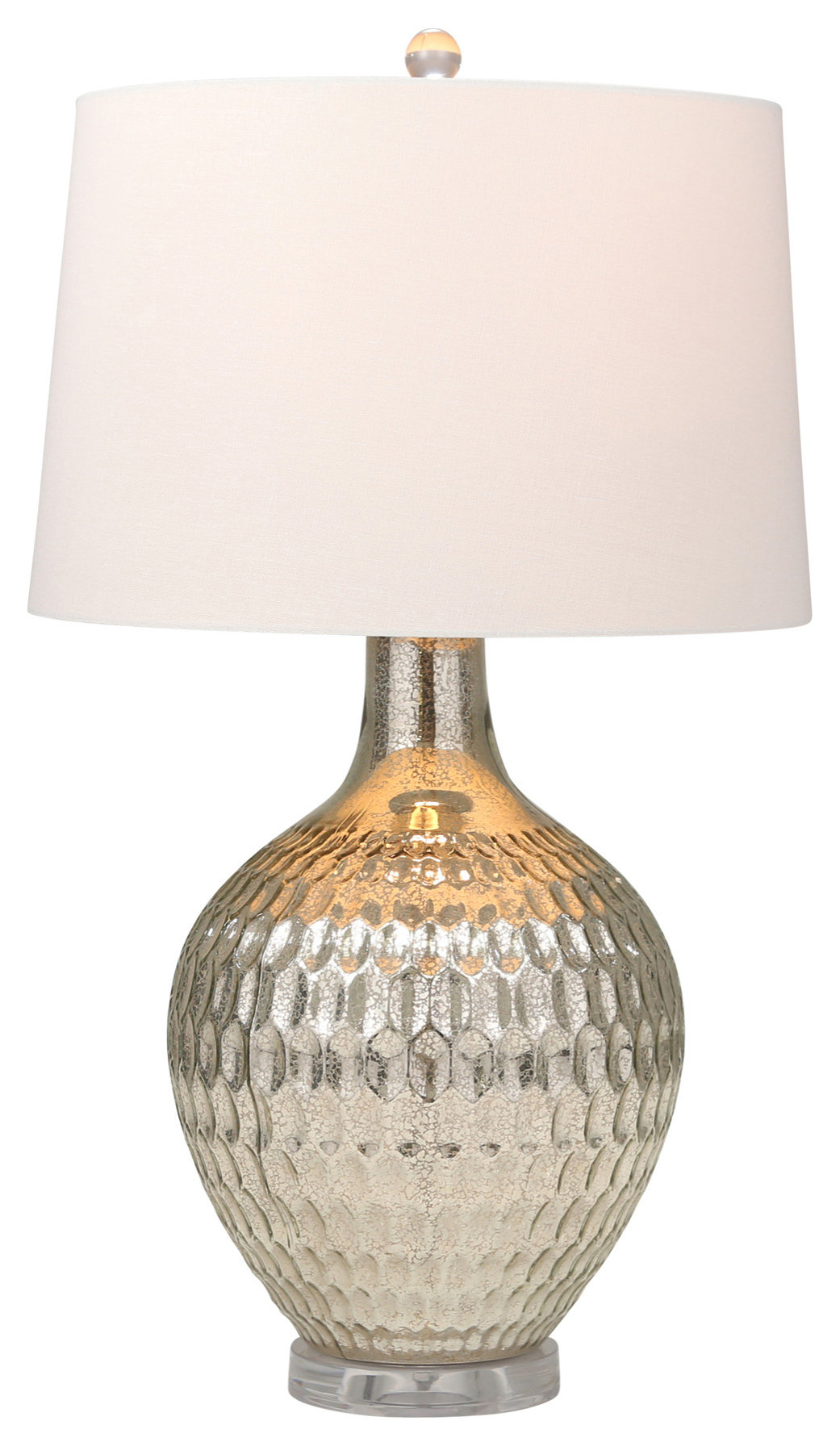 Benzara BM229510 30'' Urn Shape Mercury Glass Table Lamp, Silver ...