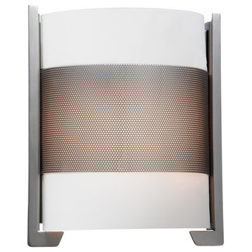 Iron Dimmable LED Wall Fixture, Brushed Steel, Opal