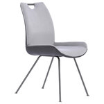 Dwellist - Toronto Dining Chair, Gray Powder Coated Finish and Pewter Fabric, Set of 2 - The Dwellist Toronto contemporary armless dining chair is a wonderful choice for any modern household. Ideal for the dining room, but great as additional seating around the home, the Toronto sports a Grey Powder Coat finish metal frame that assures durability without detracting from the chair's stylish appearance. The chair's 4 leg base includes floor protectors, assuring that the Toronto will not slip on or scratch hardwood floors when moved. Pair the Toronto dining chair with the bench, dining table, and barstool of the same name to create a cohesive home decor experience. The Toronto's tall back design includes a handle, facilitating easy transportation from room to room. The stylish Toronto is available in two upholstery styles; Grey Faux Leather and Pewter Fabric. Sold in a set of 2.
