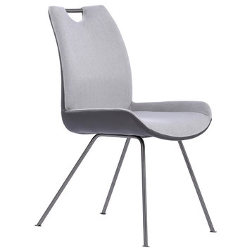 Toronto Dining Chair, Gray Powder Coated Finish and Pewter Fabric, Set of 2
