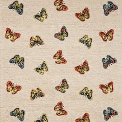 TransOcean Spello Scattered Butterfly Neutral Outdoor Rug - Outdoor Rugs