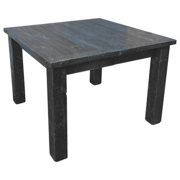 Barnwood Style Timber Peg Extension Table, Smokey Gray, 2-Leaf 42" X 66"
