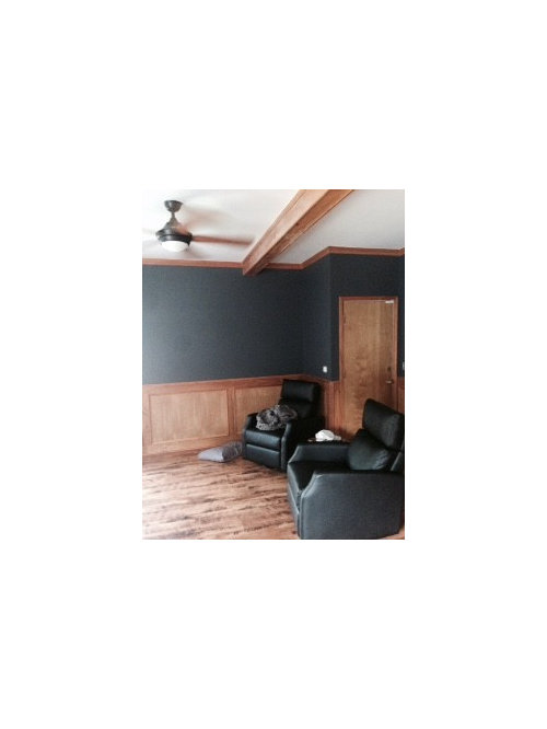 What Color Furniture Dark grey walls/oak wainscoting