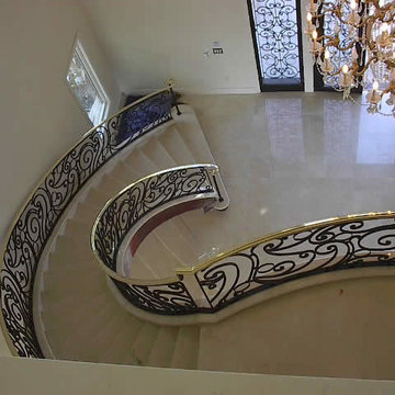 7_Curved Custom Iron Balustrade and Marble Foyer, Annandale 22003