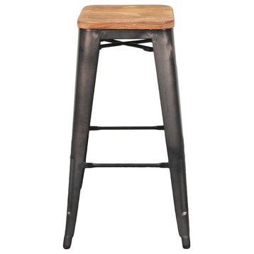 New Pacific Direct Metropolis 30" Backless Bar Stool in Gray/Silver (Set of 4)