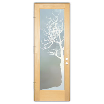 Front Door - Winter Tree - Maple - 36" x 96" - Knob on Right - Push Open