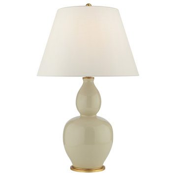 Yue Double Gourd Table Lamp in Coconut with Linen Shade