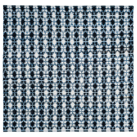 Safavieh Montauk Collection MTK123 Rug, Ivory Blue/Black, 6' Square