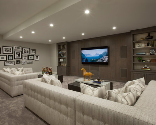 Transitional Basement Design Ideas, Pictures, Remodel & Decor