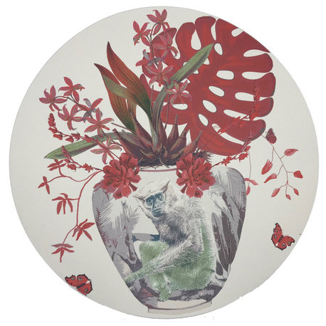 Monkey Large Jungle Rouge 16" Round Pebble Placemats, Set of 4