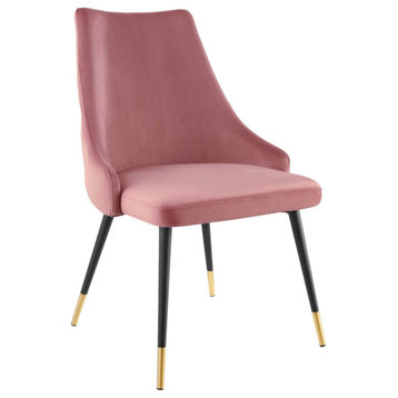 Karina Velvet Dining Chair, Chic Tufted Side Chair, Glam Luxe Accent Chair, Blus