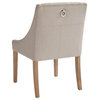 Contoured Arms Fabric Dining Chair With Reclaimed Legs