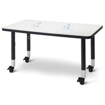 Berries Rectangle Dry Erase Table-36x24, Mobile-Write-n-Wipe/Black/Black