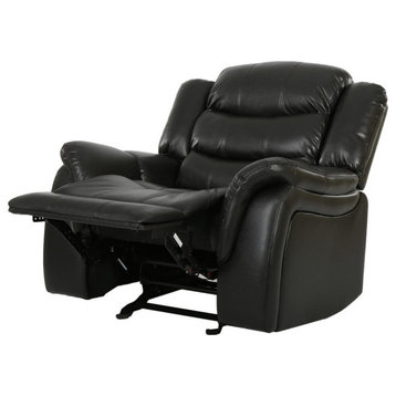 GDF Studio Hayvenhurst Black Leather Recliner/Glider Chair