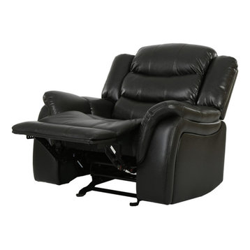 GDF Studio Hayvenhurst Black Leather Recliner/Glider Chair
