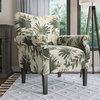 High Wingback Linen Armchair, Green Floral