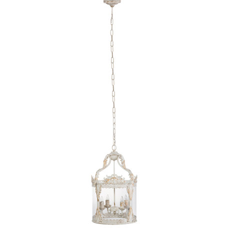 Imre 4 Light Chandelier, Antique White and Gold