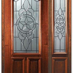 Pre-hung Sidelite Door 80 Wood Mahogany Brazos Arch Lite Glass - Front Doors
