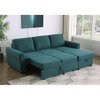 Coaster Upholstered Contemporary Fabric Sleeper Sectional in Teal Blue