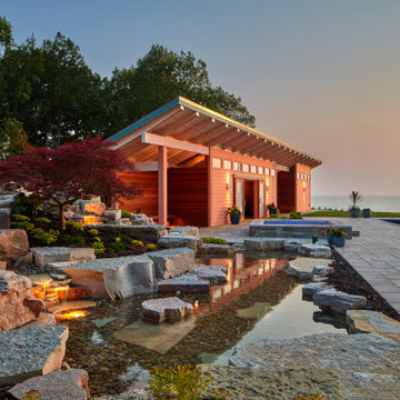 88. Beachside Organic - Poolhouse and Landscaping at Dusk