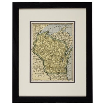 Original Wisconsin Map, Framed Vintage Wisconsin Map- Authentic 1920s