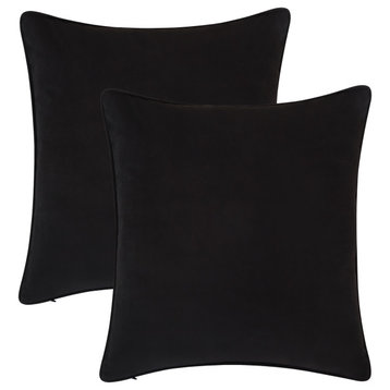 A1HC Soft Velvet Throw Pillow Covers Only, Set of 2, Black, 24"x24"