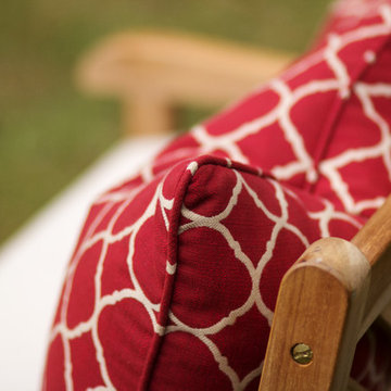 Custom Crimson Jacquard Outdoor Throw Pillow