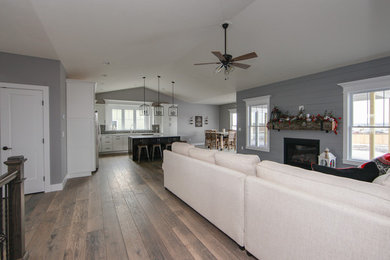 Living room - traditional living room idea in Chicago with gray walls