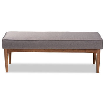 Baxton Studio Arvid Modern Fabric Upholstered Wood Dining Bench in Gray