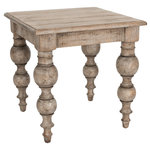 Kosas Home - Blair Natural Beige Square End Table - Bring elegance to your home with this beautiful end table. Hand turned legs add sculptural design elements that, along with the distressed finish add to its lived-in, rustic charm. It's antique white-washed look and natural tones make this table the perfect new addition to any home.