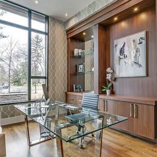 Modern home office and library in Toronto.