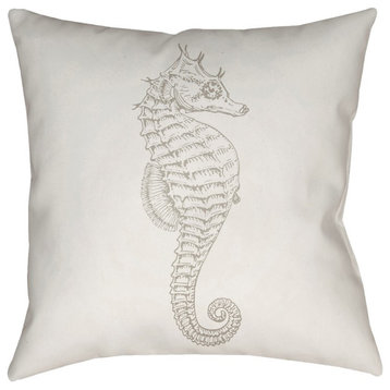 Seahorse by Surya Poly Fill Pillow, Beige/Neutral, 20' x 20'