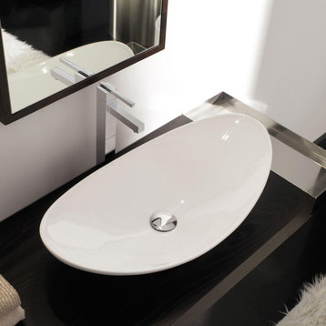 Nameeks 8206-No Hole Scarabeo 27" Ceramic Vessel Bathroom Sink - White