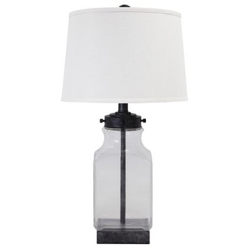 Ashley Furniture Sharolyn Glass Table Lamp in Transparent and Silver