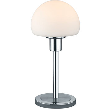 Wilhelm LED Table Lamp Wth Glass, Satin Nickel