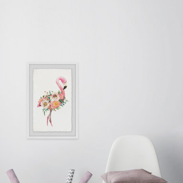 "Floral Flamingo" Framed Painting Print
