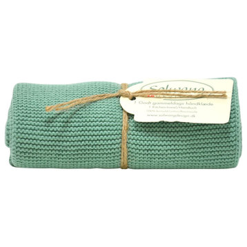 Danish Cotton Knitted Kitchen Towel Made With 100% Certified Organic Cotton, Organic Rustic Green
