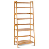 5-Tier Ladder Bookshelf ? Leaning Decorative and Storage Shelves ? Wooden  Bookshelf Home D?cor for Living Room, Bathroom & Kitchen by Lavish Home
