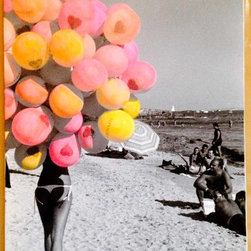 Balloon Beach "orange".    For similar commissions please email me. - Mixed Media Art