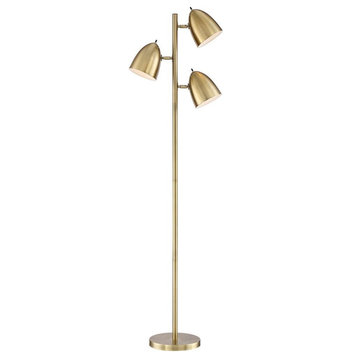 Stylish Metal Based Aged Brass 3-Light Floor Lamp
