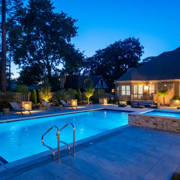 Prospect Heights Outdoor Living Project with Swimming Pool and Hot Tub