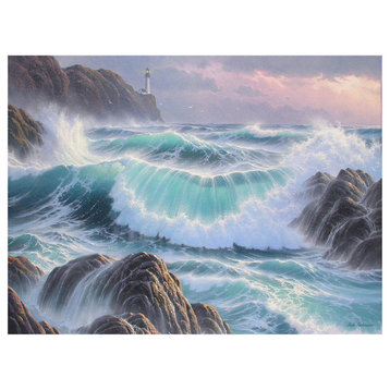 Rose Gehrman Wave And Lighthouse Art Print, 18"x24"