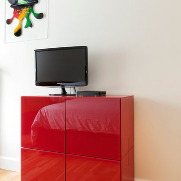 Chambre et Living Room Design dans Duplex Parisien