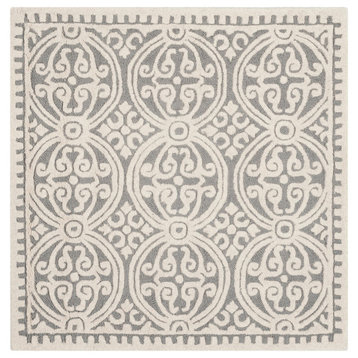 Safavieh Cambridge Collection CAM123 Rug, Silver/Ivory, 8' Square